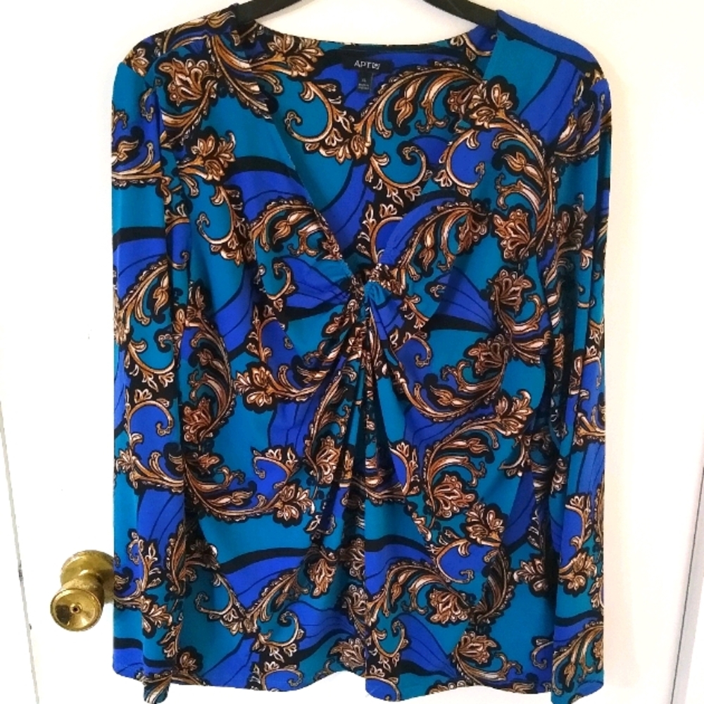 Apt9 Blue & Gold Paisley top